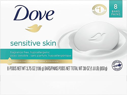 Dove barra sin perfume para piel sensible, paquete de 8 barras.