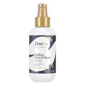 Dove Terapia Capilar rociador en botella, aporta brillo suave y manejo fácil.