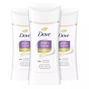 Dove Tono Uniforme Stick aroma rosa y polvo para una experiencia suave