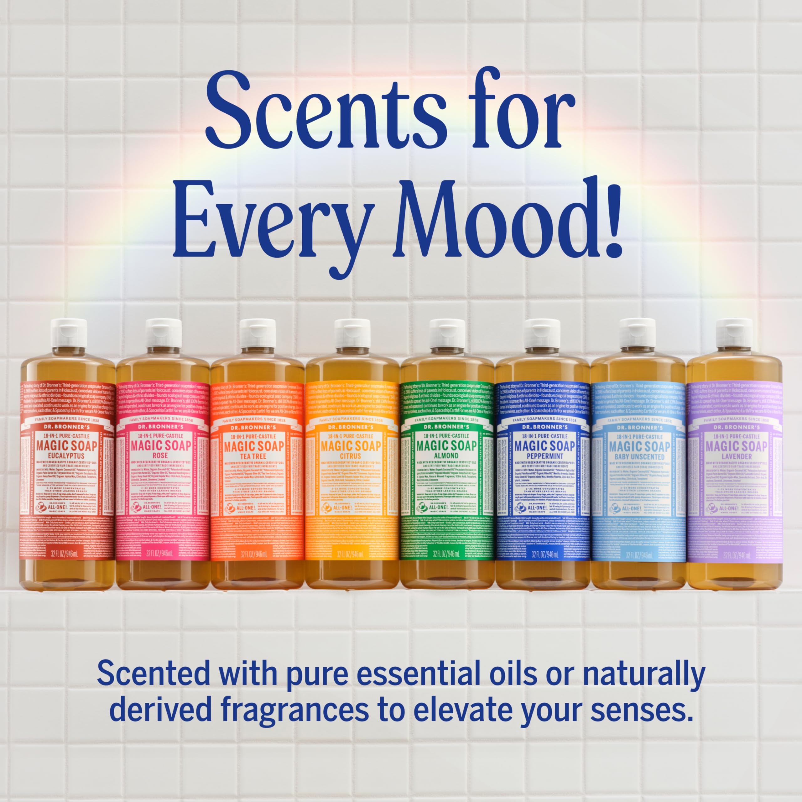 Dr. Bronner's Aceites orgánicos Lavanda, ingredientes certificados para fragancia natural.