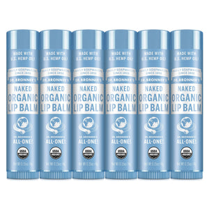 Dr. Bronner's Balsamo Labial Orgánico en conjunto de 6 para hidratación diaria.