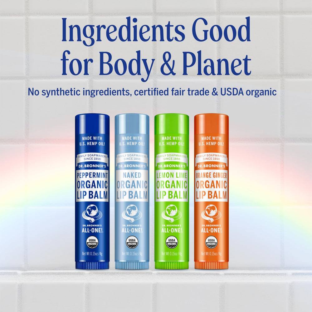 Dr. Bronner's Balsamo Labial para Viaje, formato práctico de bolsillo.