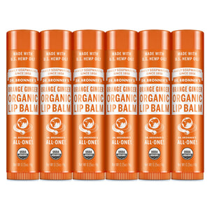 Dr. Bronner’s bálsamo labial 6-pack aroma naranja jengibre para labios secos