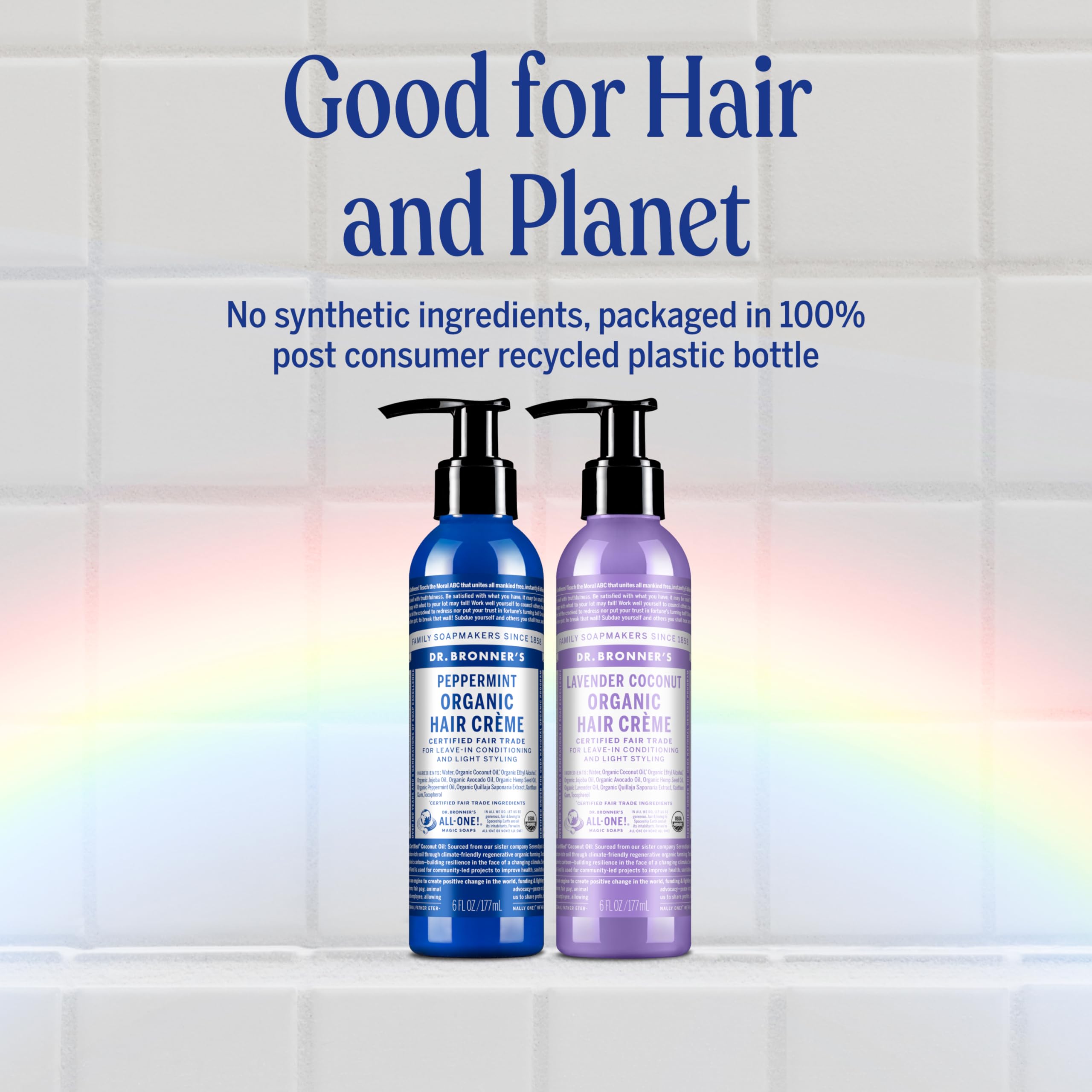 Brillo y suavidad con Dr. Bronner's crema capilar orgánica de menta.