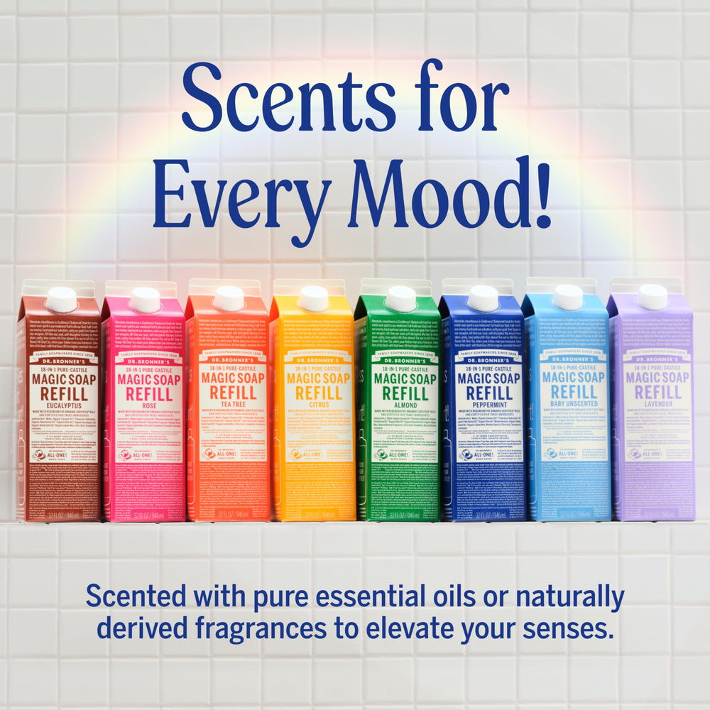 Concentrado: diluye para múltiples tareas del hogar Dr. Bronner’s.