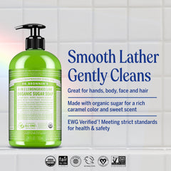 Dr. Bronner's jabón azúcar orgánico hierba limón, espuma cremosa para manos, cara y cuerpo