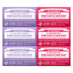 Dr. Bronner's jabón barra lavanda, limpieza suave para cara y cuerpo