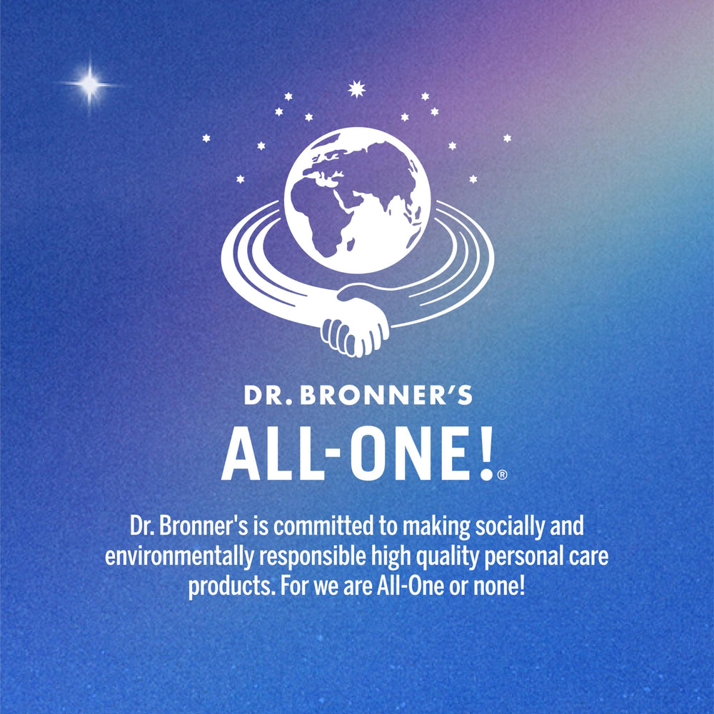 Dr. Bronner's Jabón de Castilla cítrico, envase reciclable y fórmula sostenible.