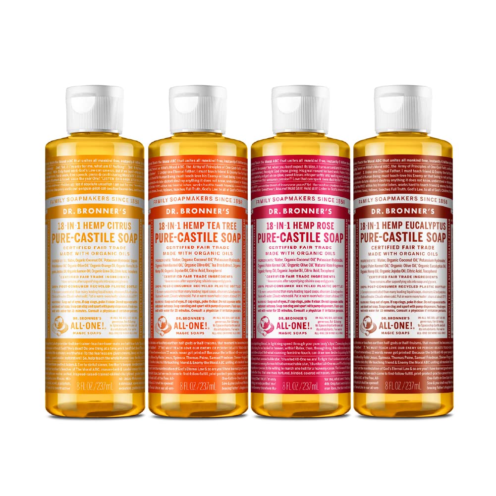 Dr. Bronner's jabón castile cítrico en botella, uso diario para piel y limpieza