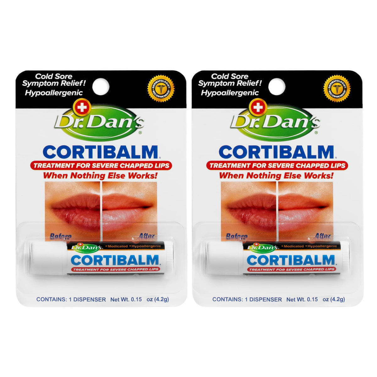 Dr. Dan's Cortibalm 2-pack, caja doble para cuidado labial