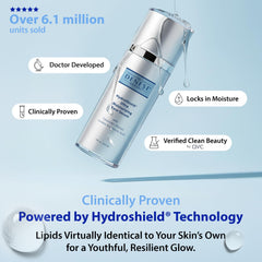 Dr. Denese HydroShield Serum contiene retinol y péptidos para mejorar textura y elasticidad.