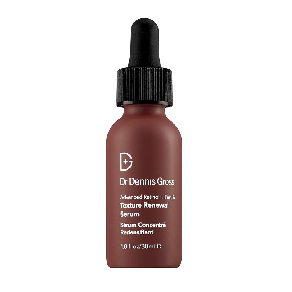Dr Dennis Gross Advanced Retinol + Ferulic Serum, aplicacion-gotas muestra uso diario.