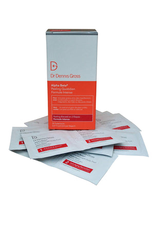 Dr. Dennis Gross Alpha Beta Extra Exfoliación Diario en sobres, mejora de textura y luminosidad.