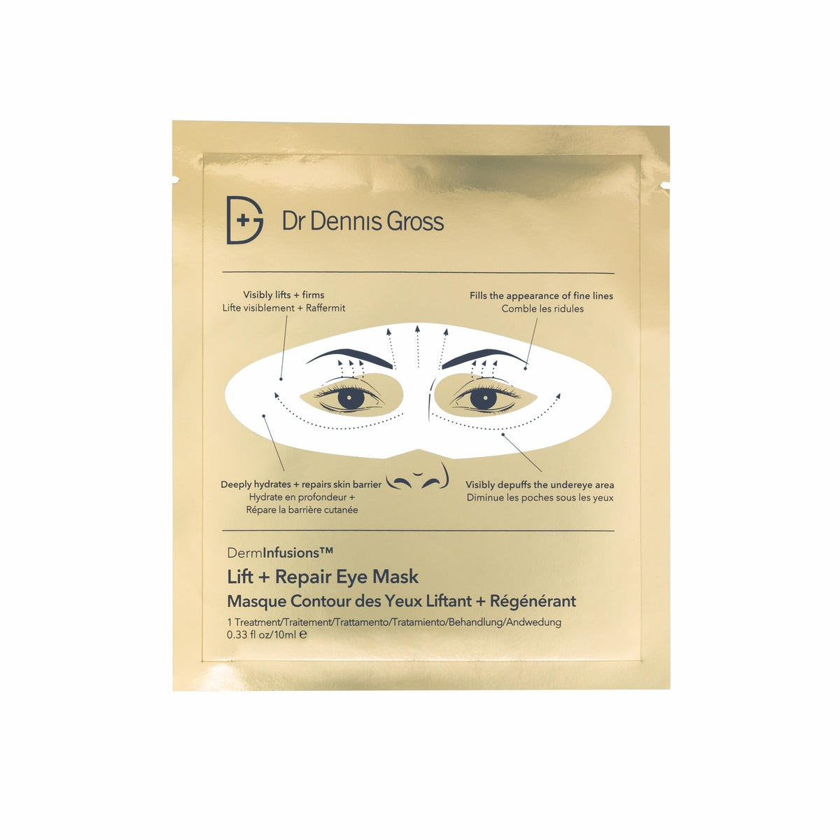 DermInfusions Lift + Repair Mascarilla para Ojos de Dr Dennis Gross: máscara para ojos con efecto descongestionante