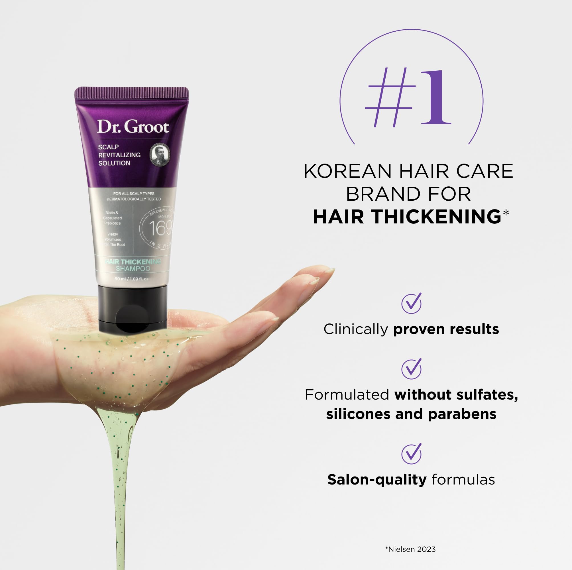 Dr. Groot Exfoliante: limpia y exfolia el cuero cabelludo.