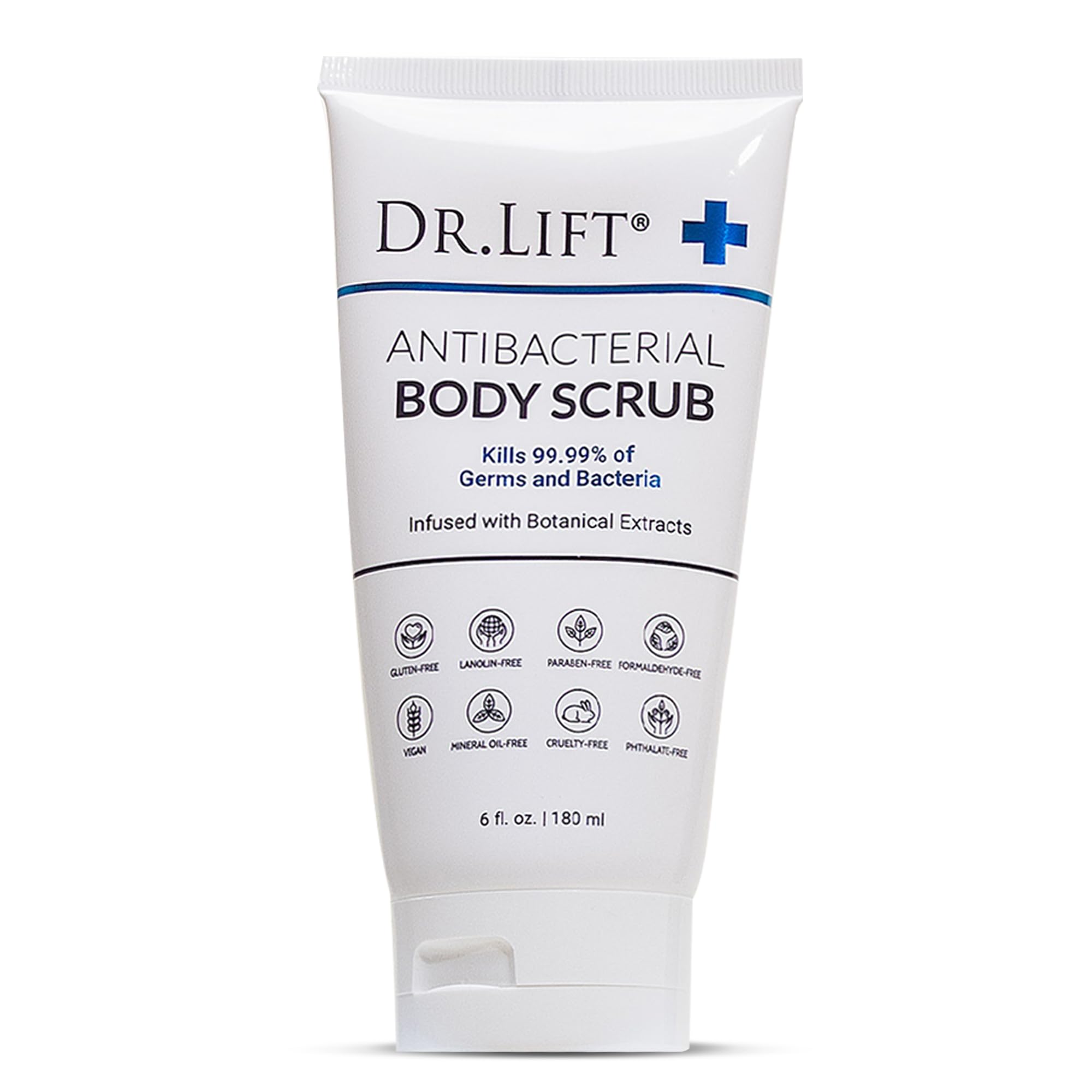 Dr. Lift exfoliante corporal antibacterial con lavanda y sal para suavizar la piel.