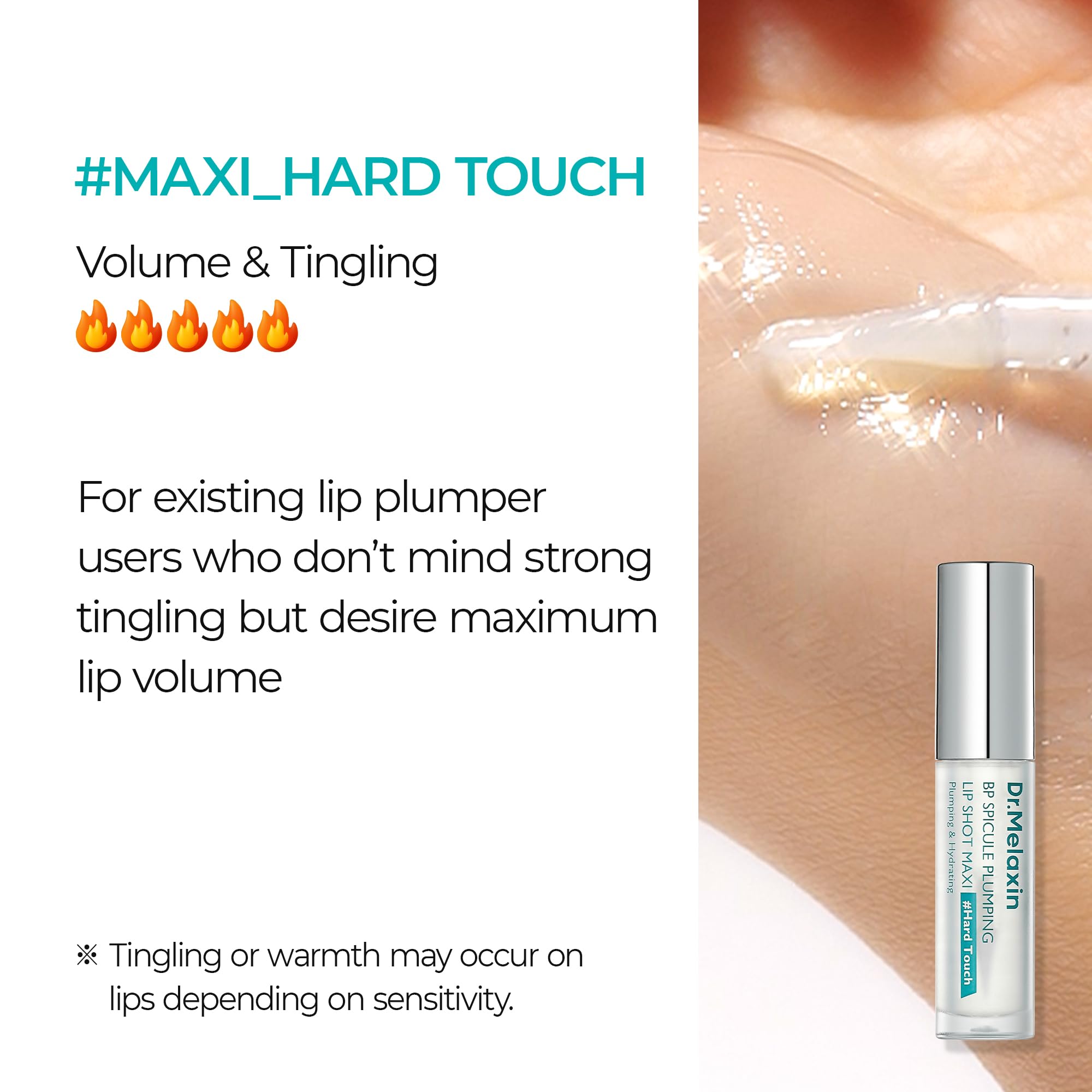 Dr.Melaxin BP Spicule Lip Shot, empaque elegante para el tocador.