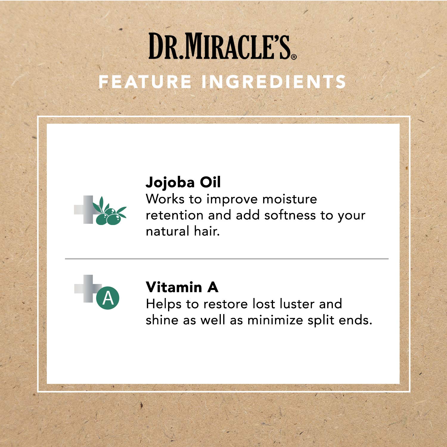 Dr. Miracle's Gro Oil con vitaminas A, D y E para fortalecimiento.