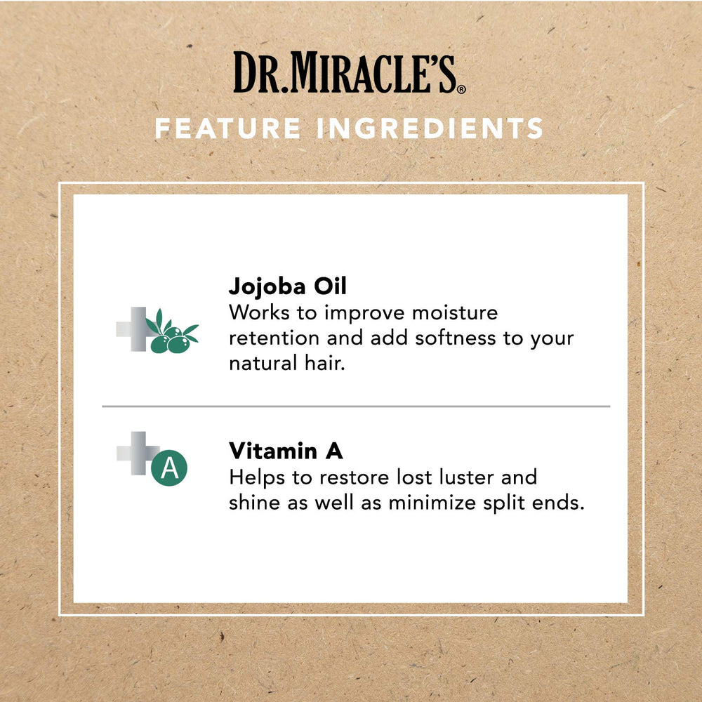 Dr. Miracle's Gro Oil con vitaminas A, D y E para fortalecimiento.