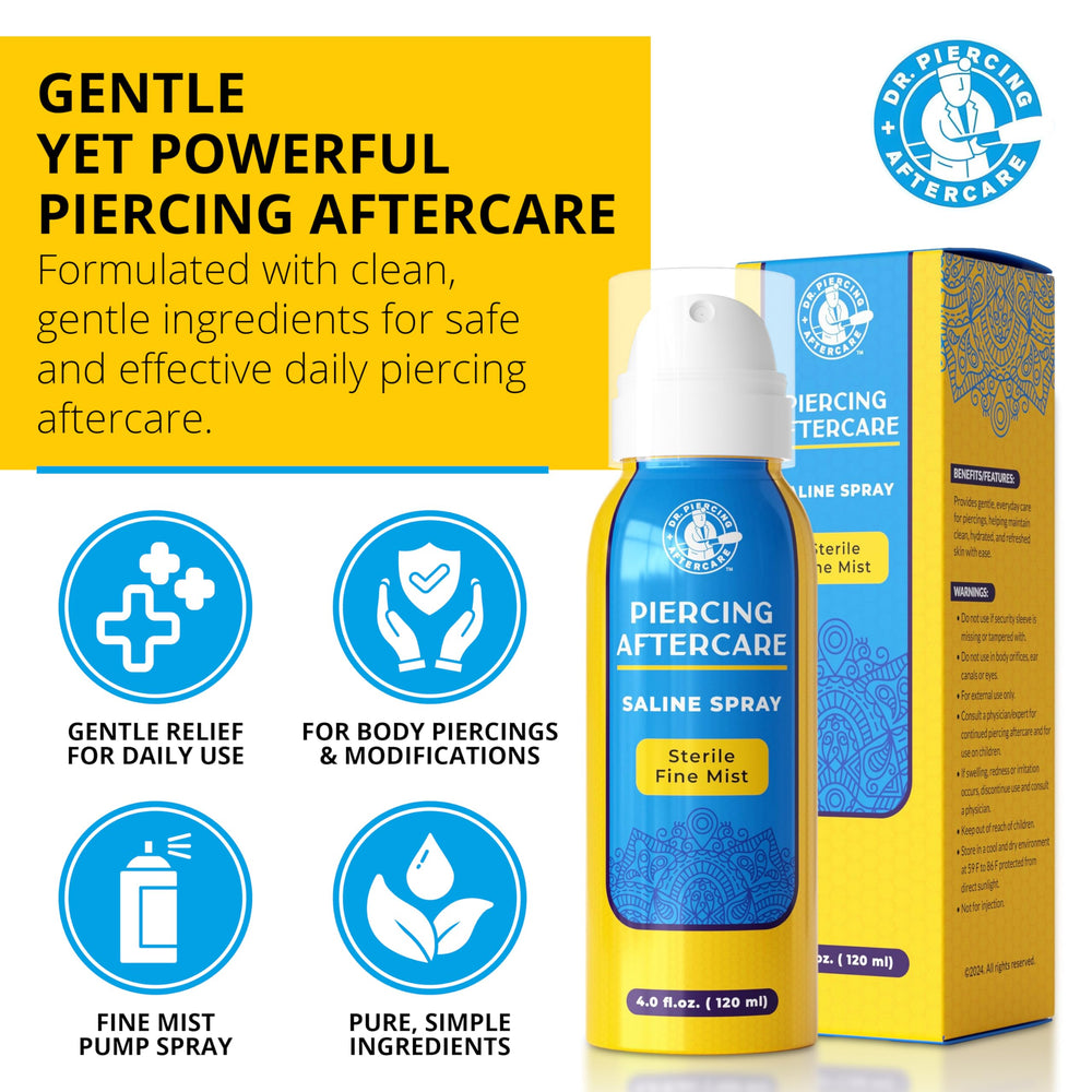 DR. PIERCING AFTERCARE: aplicación de niebla fina para cobertura precisa de perforaciones.