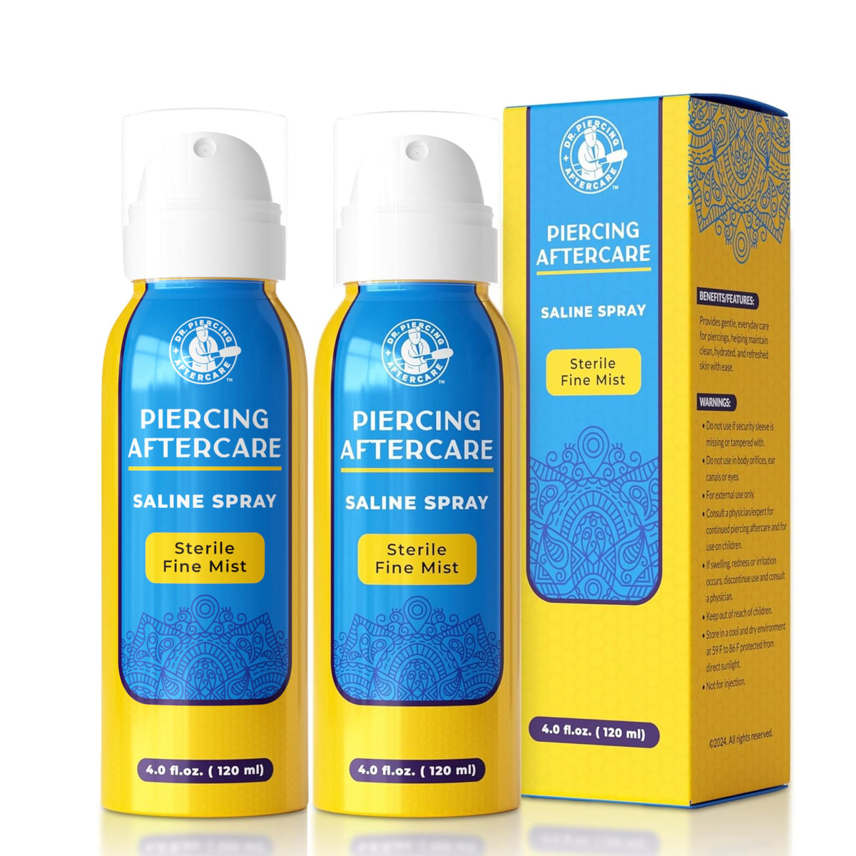 DR. PIERCING AFTERCARE: botella de spray de 8 onzas para limpieza suave de perforaciones.