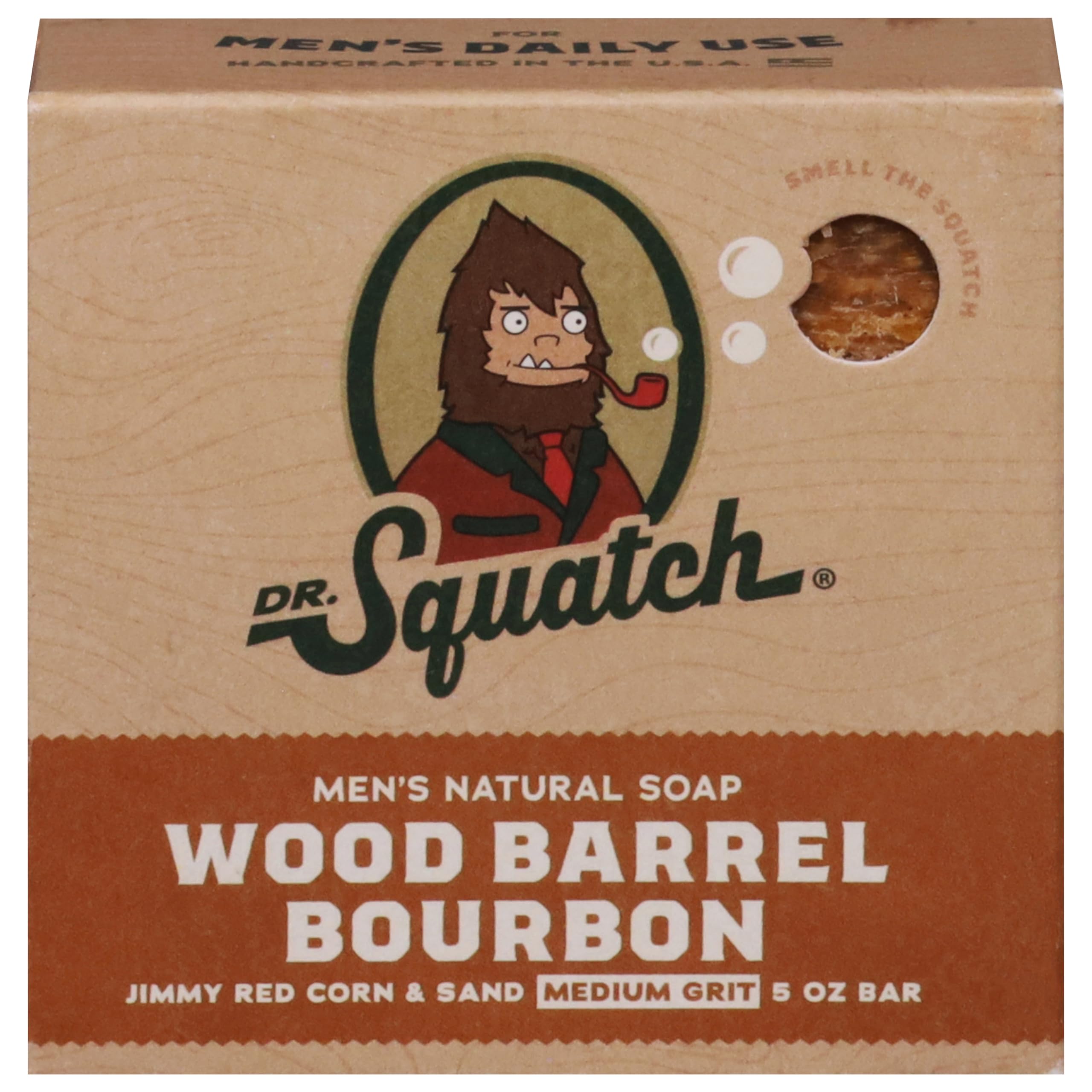 Dr. Squatch jabón barra tonel madera bourbon, aroma masculino para piel suave y fresca