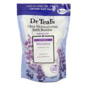 Bomba de baño Dr Teal's lavanda para relajación y piel suave.