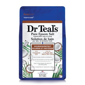 Dr Teal's botella de sal Epsom pura para relajar músculos.