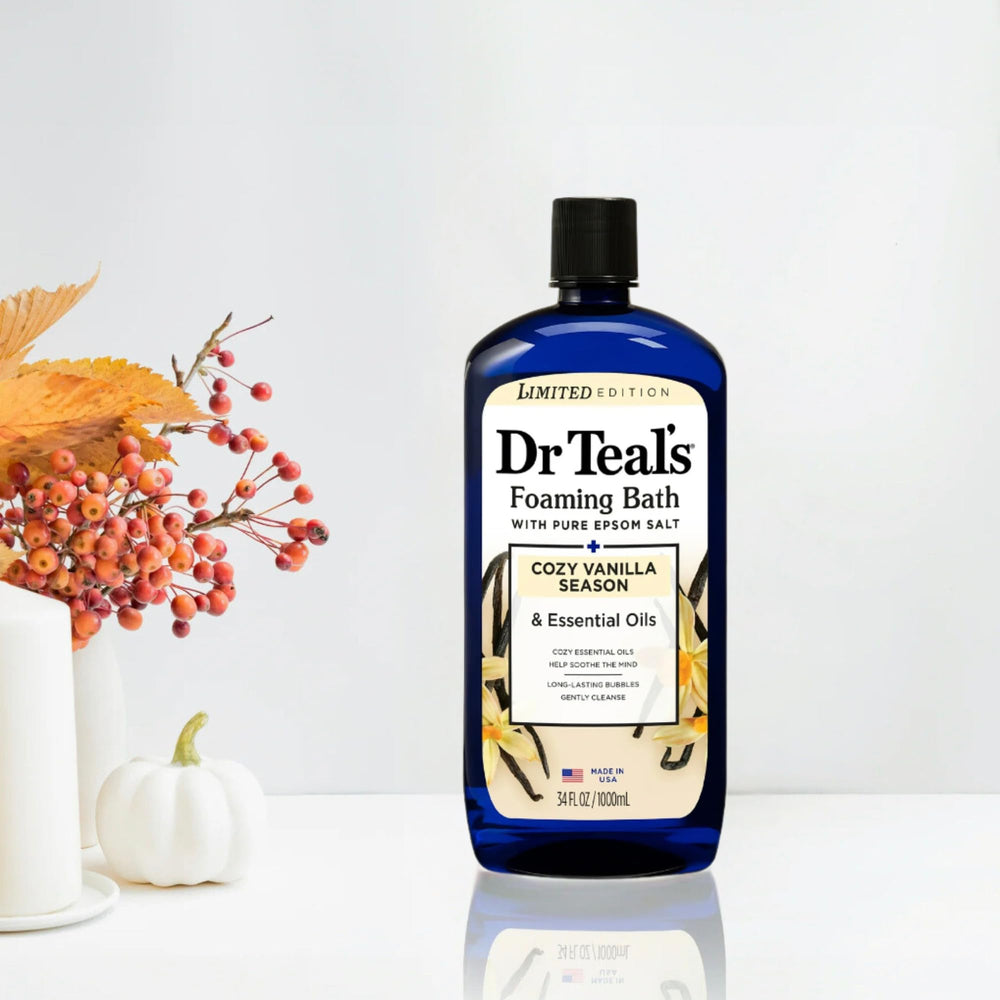 Baño espumoso Dr Teal's Cozy Vanilla Season con burbujas relajantes
