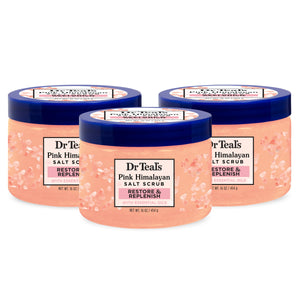 Dr Teal's exfoliante corporal con sal rosa del Himalaya para exfoliación suave y revitalizante.