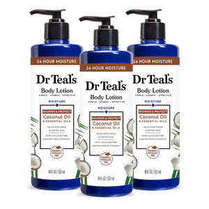 Dr Teal's loción corporal, botella vertido: hidrata profundamente durante el día