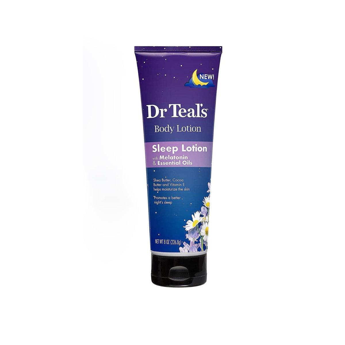 Dr Teal's loción terapia nocturna con melatonina en frasco, para favorecer descanso y piel suave al dormir