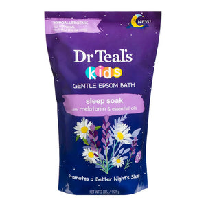 Dr Teal's Kids Sal Epsom, botella vertiendo, promueve relajación durante el baño
