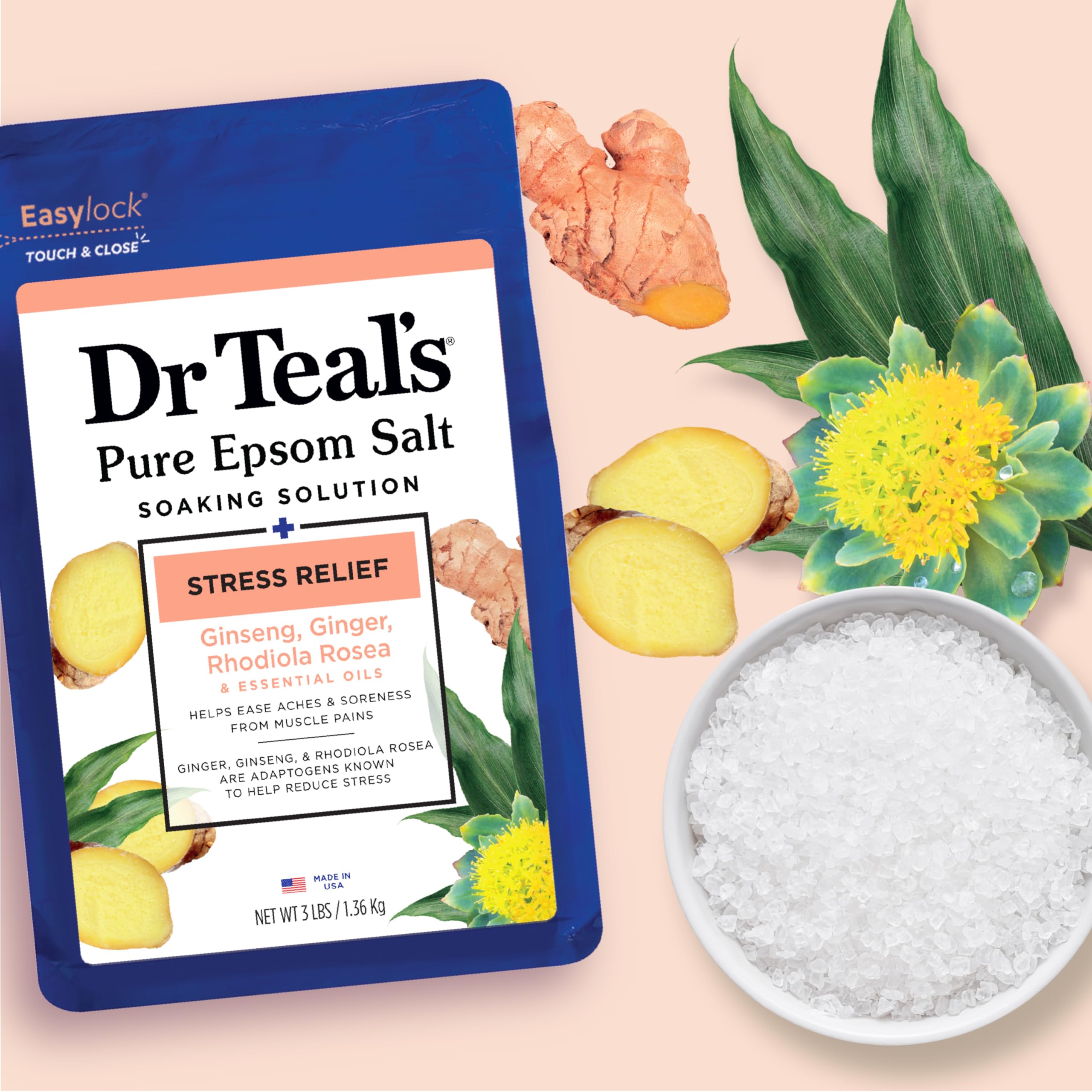 Paquete de cuatro unidades de Dr Teal's, práctico y conveniente.
