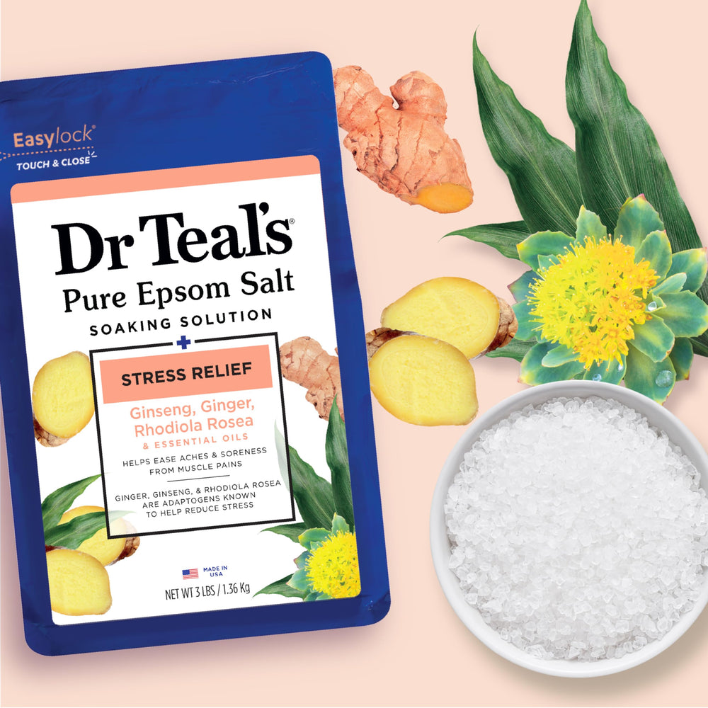 Paquete de cuatro unidades de Dr Teal's, práctico y conveniente.