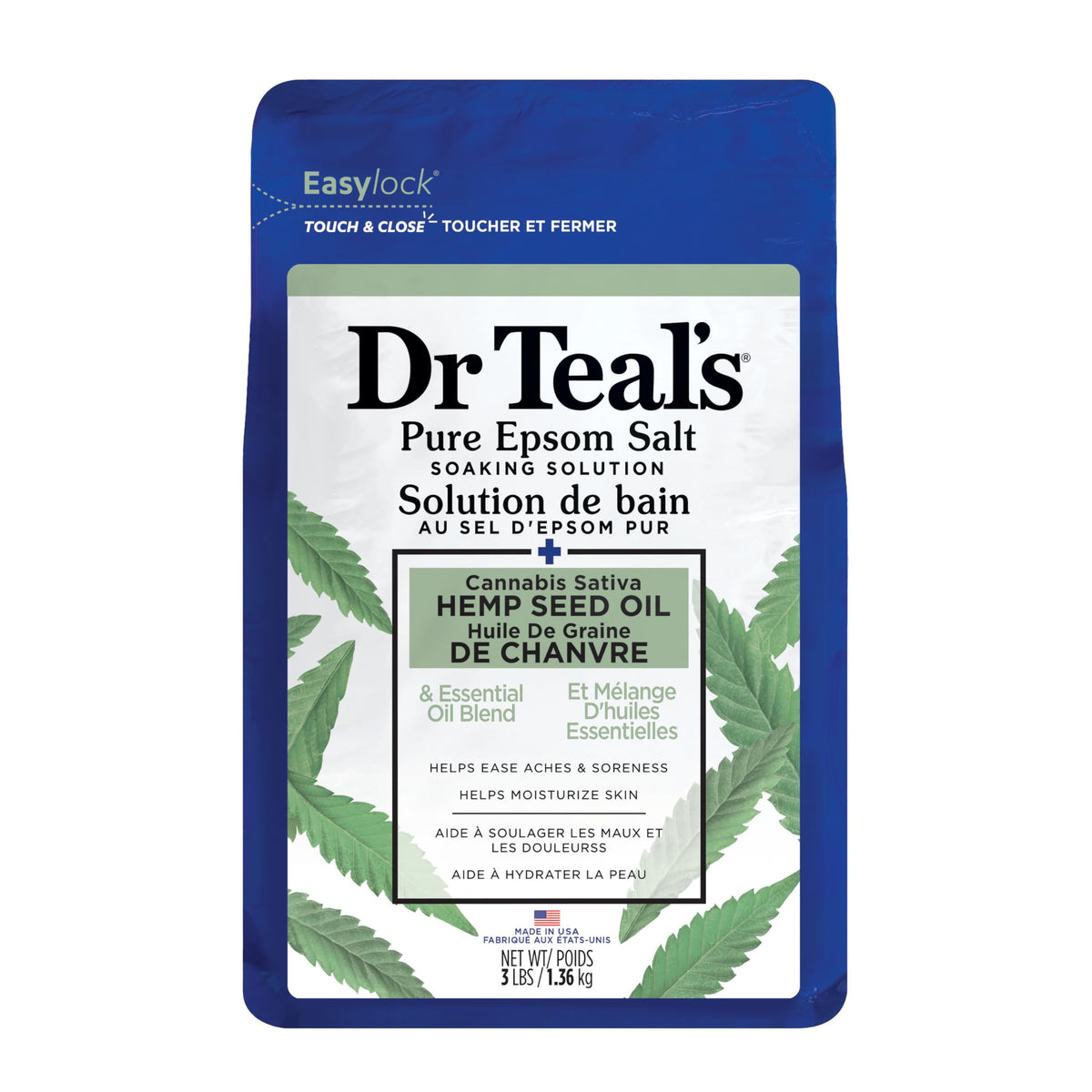 Dr Teal's Pure Epsom Salt en baño relajante alivia la tensión muscular