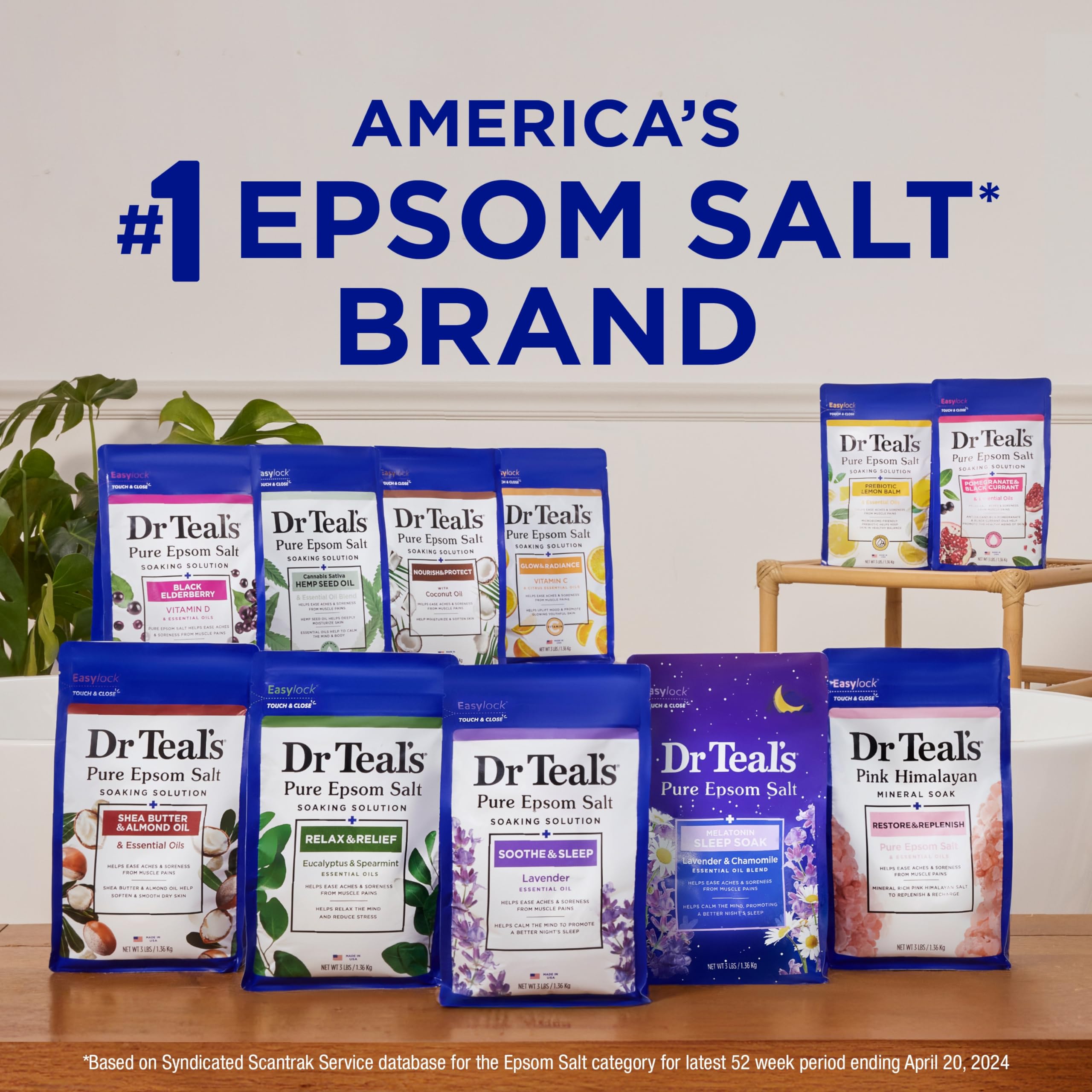 Four-pack of Dr Teal's Epsom Salt Soak for regular use