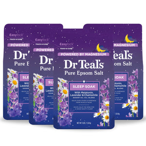 Dr Teal's Sleep Blend lavender bottle promotes bedtime relaxation in a warm bath