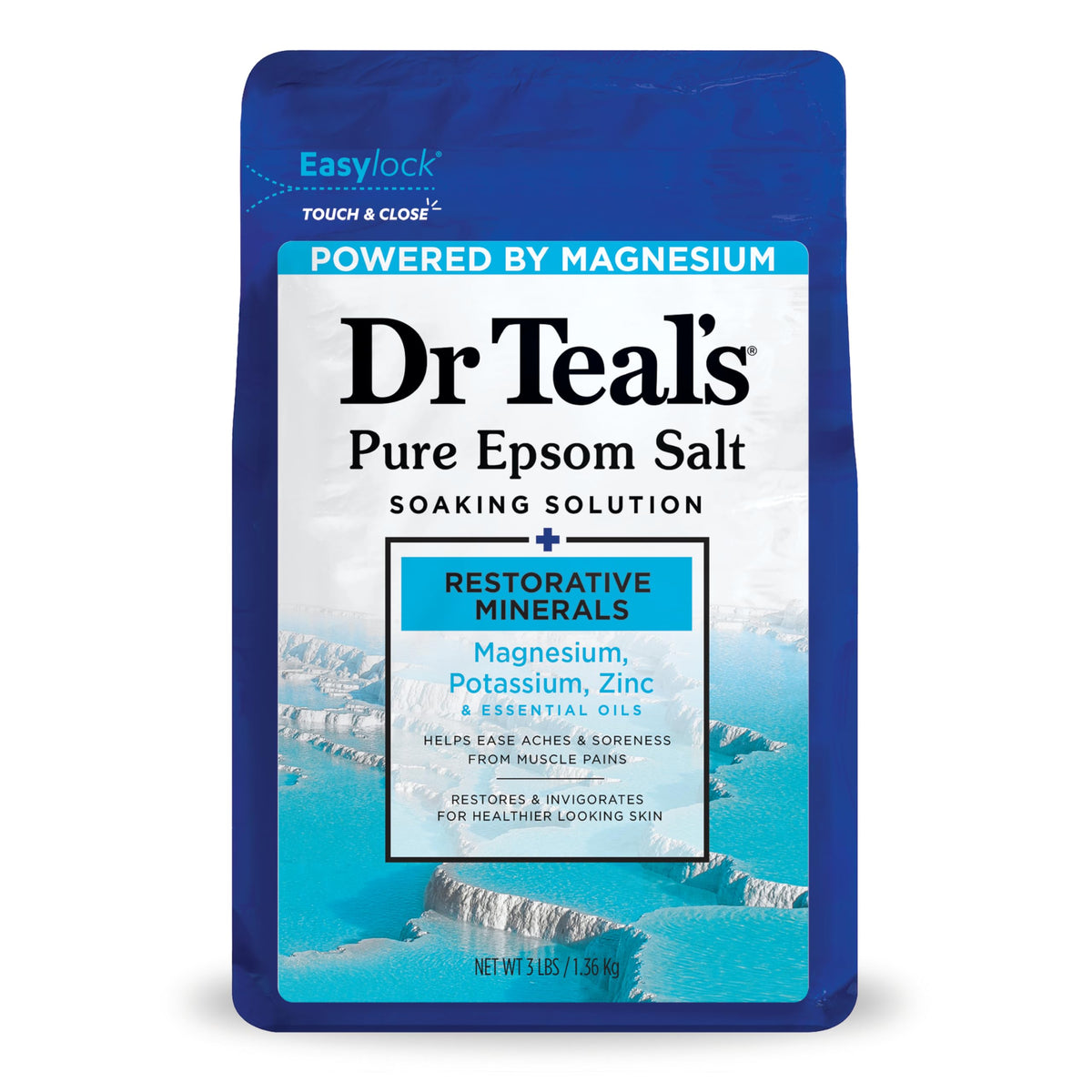 Dr Teal's Sal de Epsom Pura en bote para una experiencia relajante en casa.