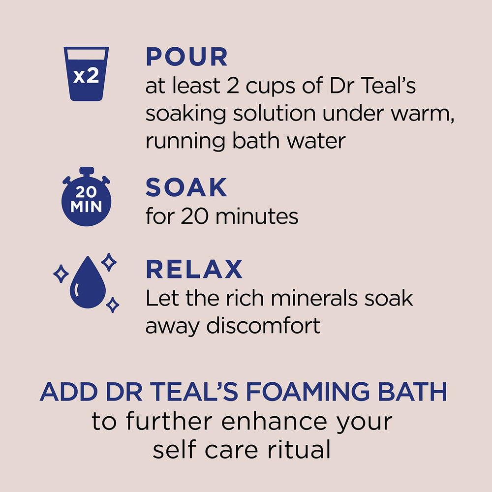 Dr Teal's Sal de Epsom Nutre Coco - baño de 20 minutos para una relajación duradera.
