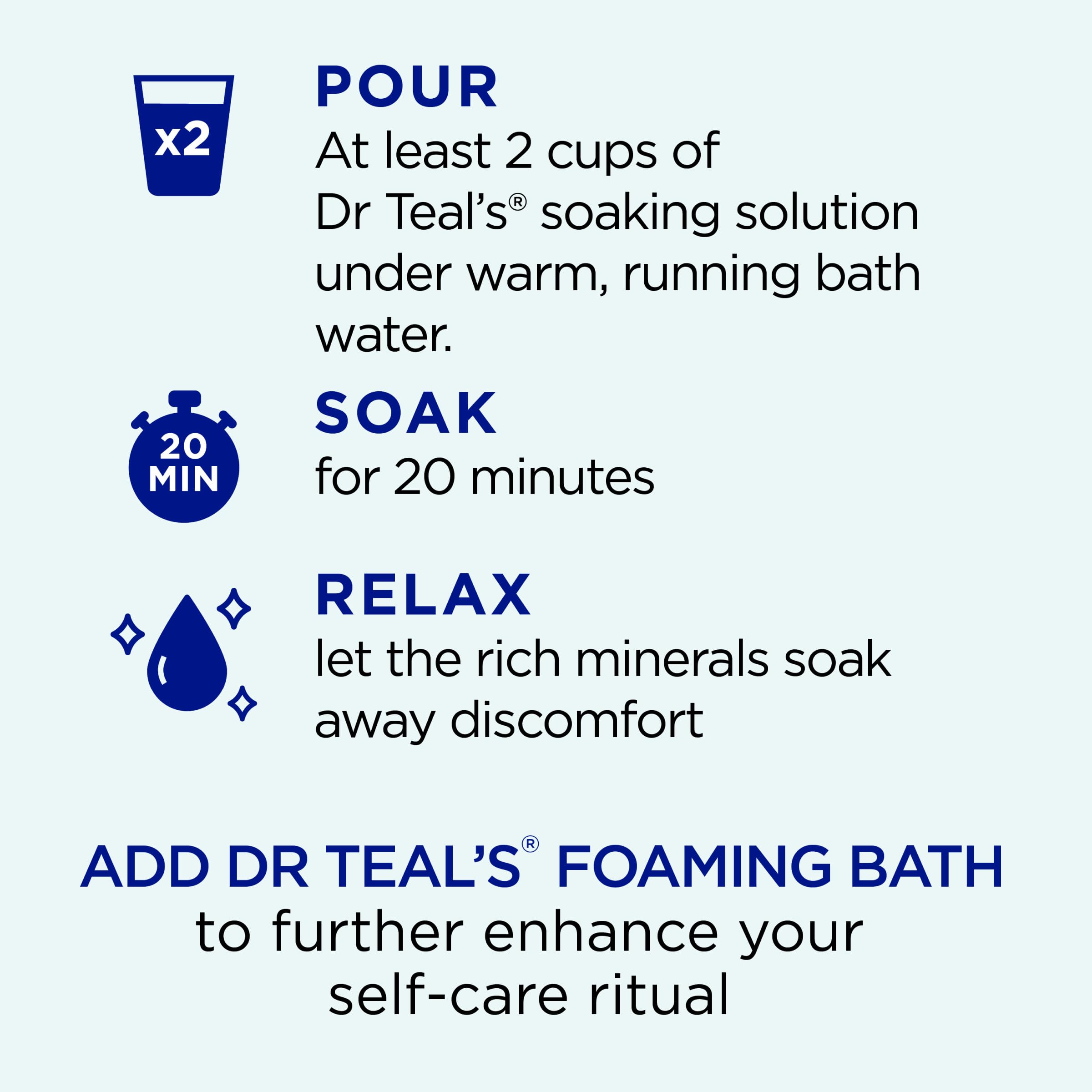 Dr Teal's Ritual aromático con Arnica para un baño nocturno relajante.