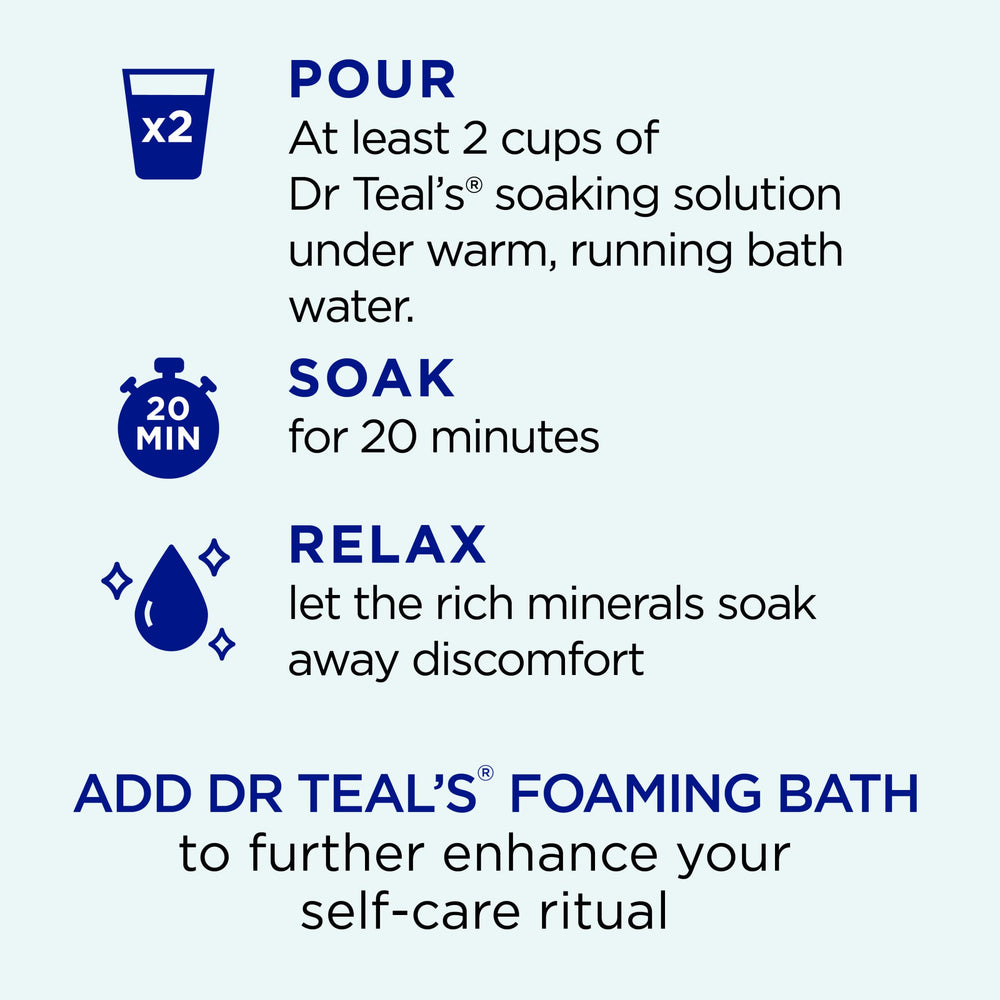 Dr Teal's Ritual aromático con Arnica para un baño nocturno relajante.