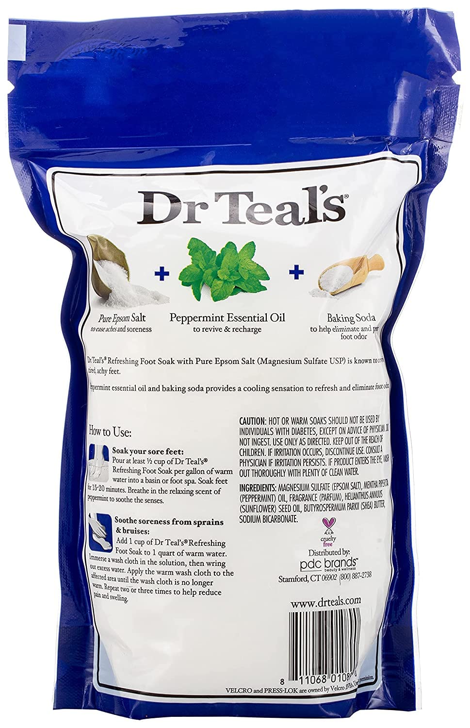 Dr Teal's set regalo con dos bolsas de sal Epsom para pies mentolados