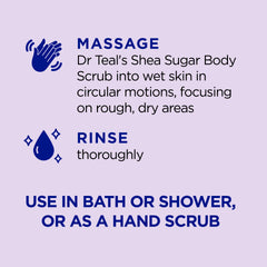 Dr Teal's Shea Sugar Scrub pack 3 unidades, aroma a lavanda.