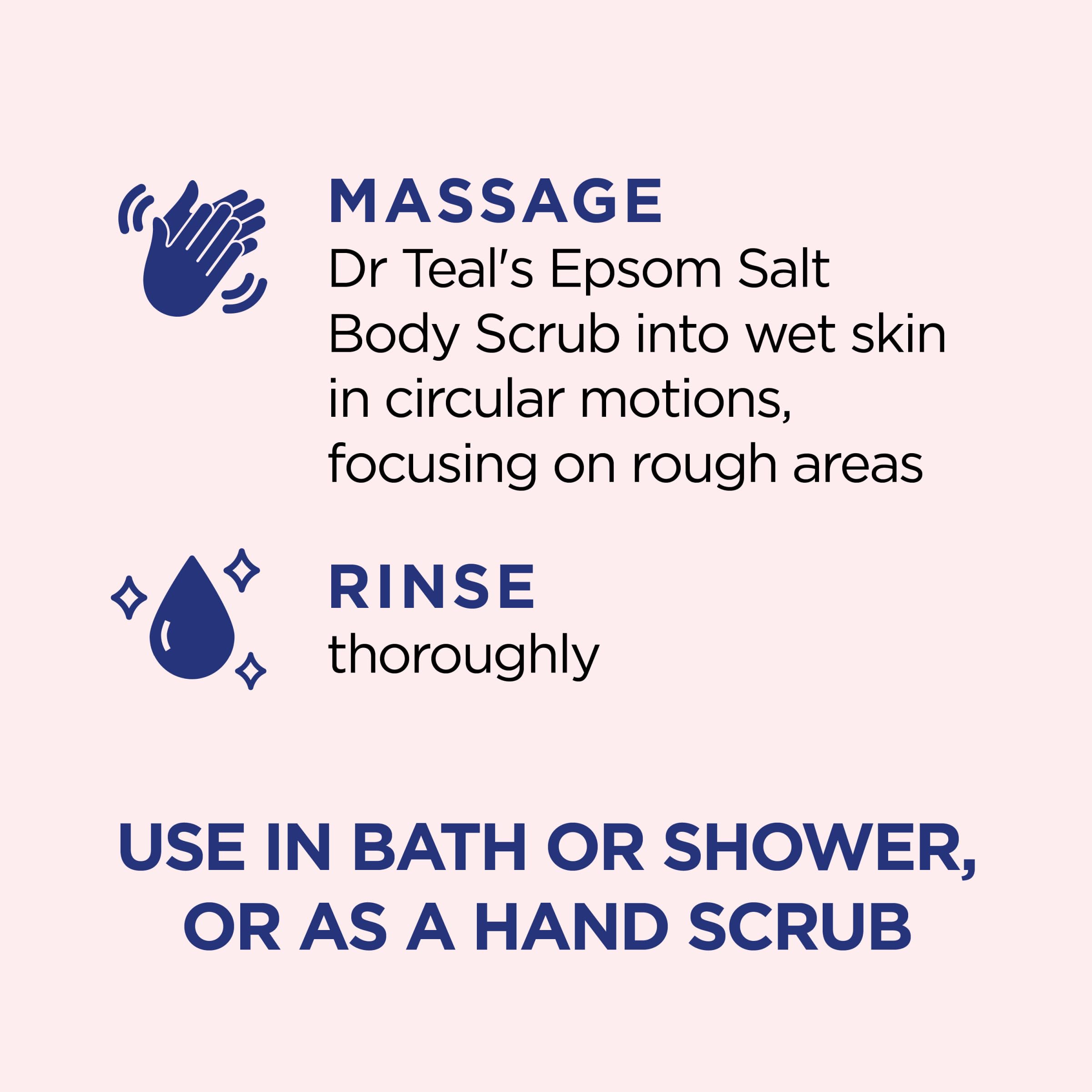 Dr Teal's textura de gránulos suaves ofrece exfoliación clara sin irritación.