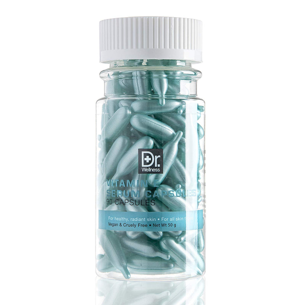 Dr. Wellness cápsulas de suero con brillo natural para piel radiante.