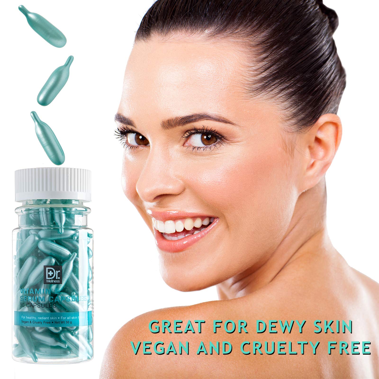 Dr. Wellness cápsulas de suero con vitamina E nutren y cuidan la piel.