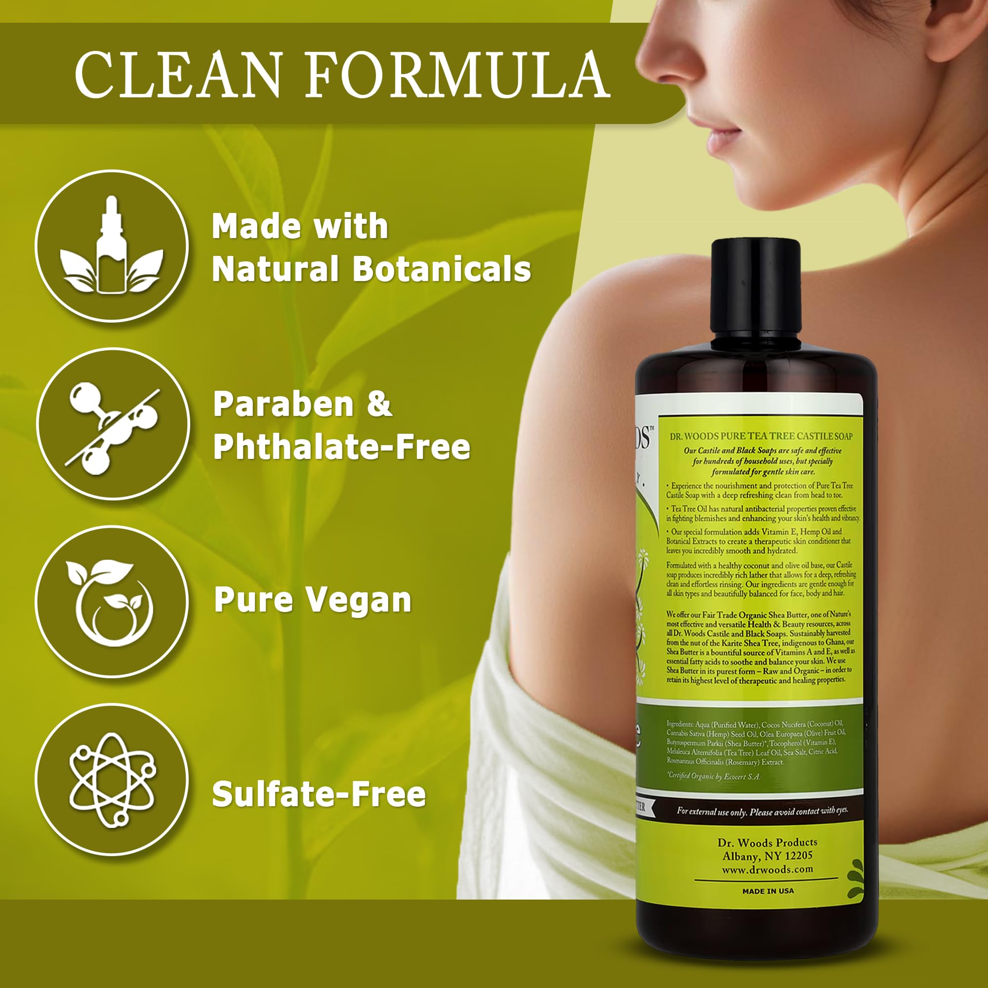 Dr. Woods Jabon Castile Tea Tree: fragancia fresca para despertar los sentidos