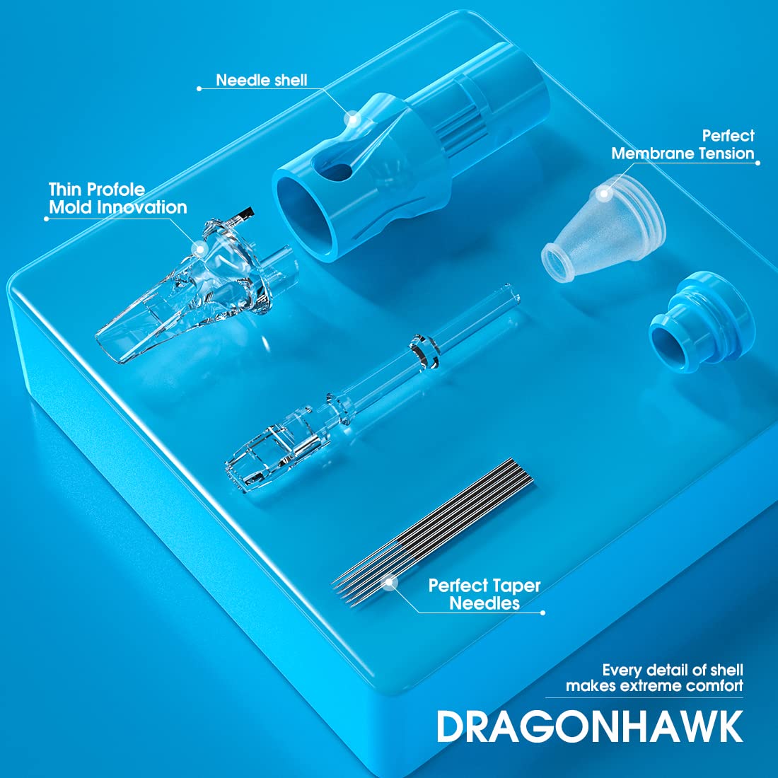 Dragonhawk cartuchos agujas 9RM: relleno y sombreado con mayor cobertura.