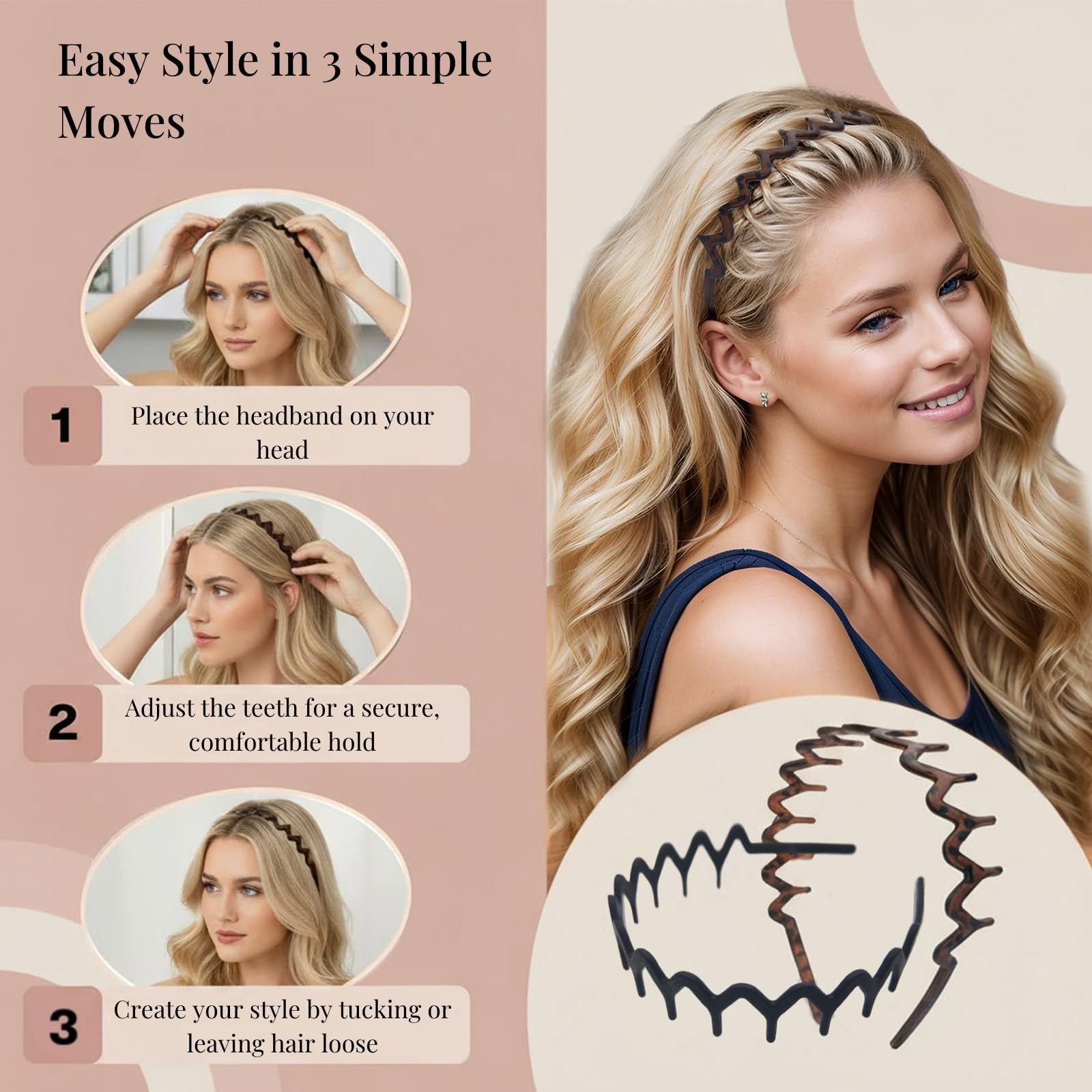 Diadema Dresyu para uso multifuncional, apta para deporte, maquillaje y estilo diario